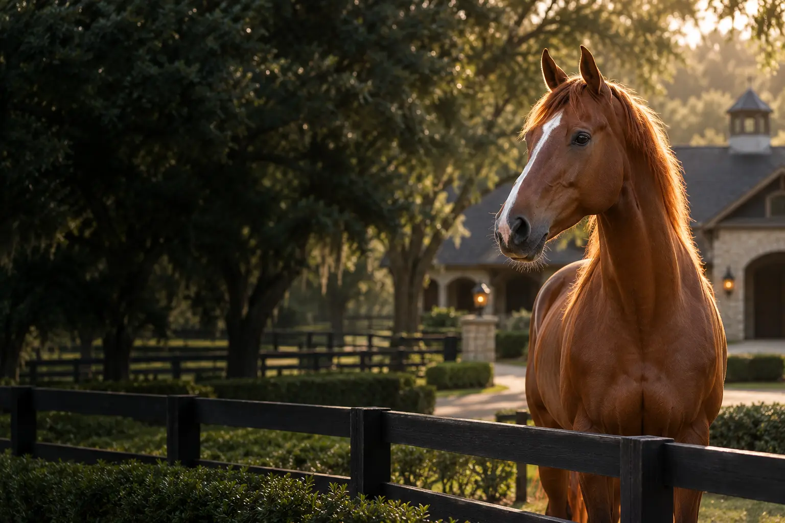 Cavalo em um haras